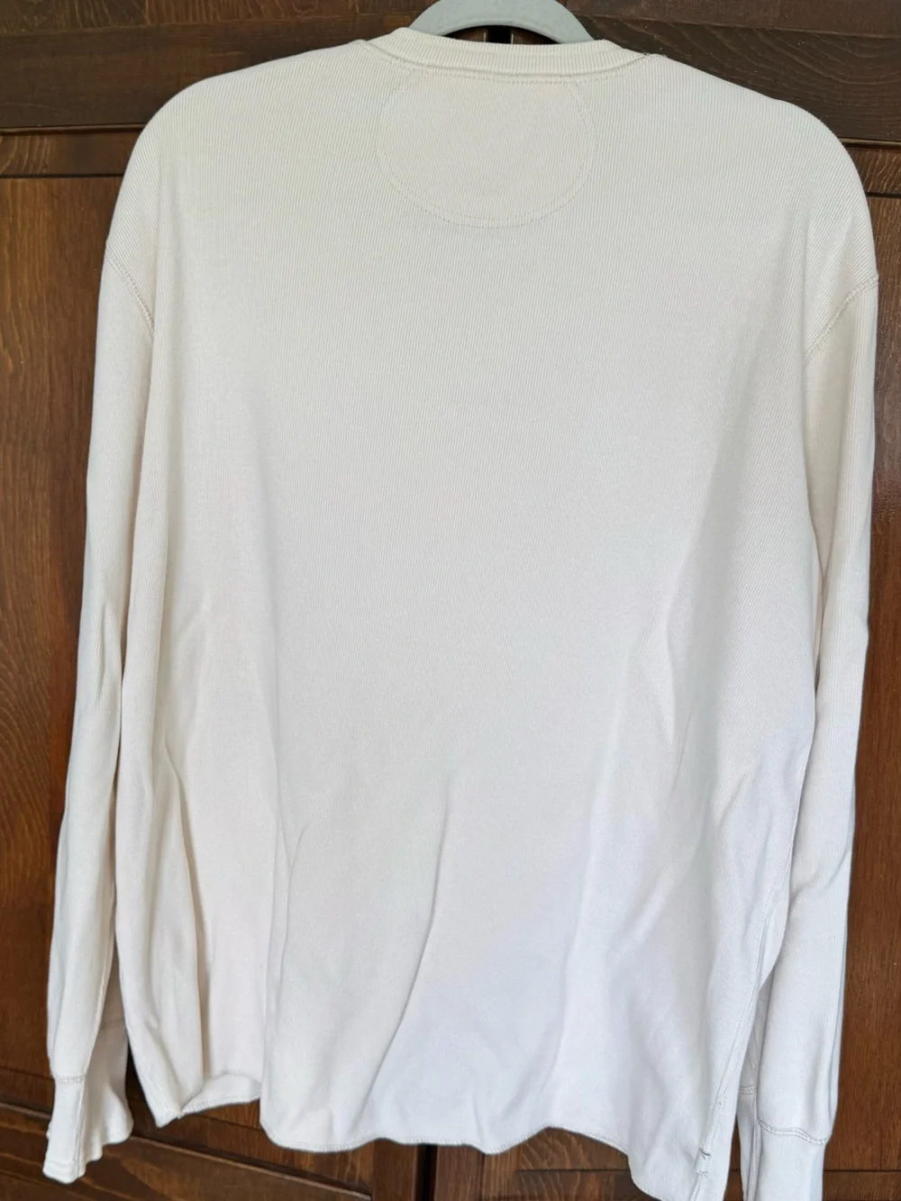 Vintage 90s Polo Ralph Lauren Waffle Knit Thermal Henley XL Crest Off-White